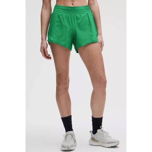 Lululemon Womens Hotty Hot High Rise Lined Kelly Raceway Green Shorts 4"Sz 4